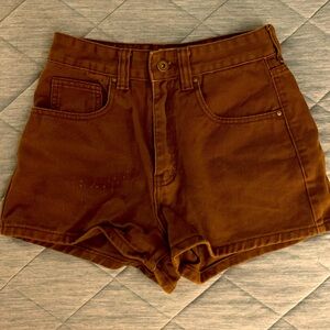 Cotton On brown high waist shortie jean shorts